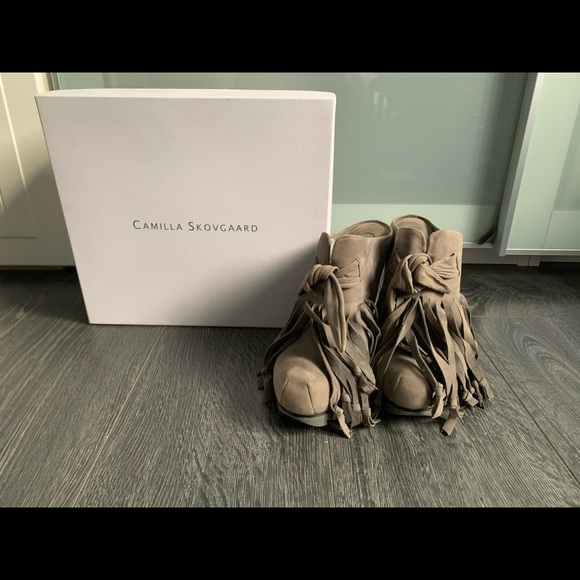 Camilla Skovgaard Grey Fringe Mules-Worn Once! - Picture 1 of 7